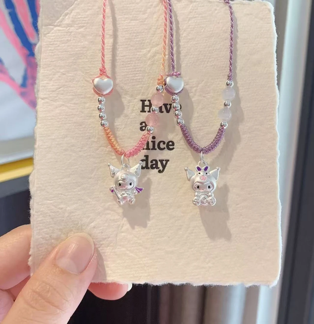 吊坠足银 足银999天使库洛米爱心吊坠小众精致时尚百搭纯银吊坠