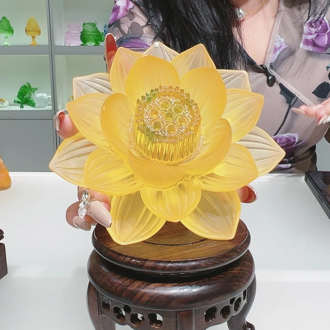 【闪购商品】手工艺品琉璃莲花 14cm