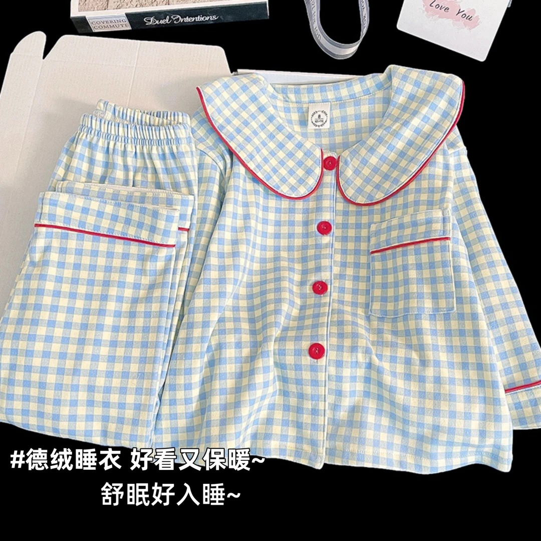 儿童睡衣女秋冬季德绒加厚2025新款公主风女孩中大童初中生家居服