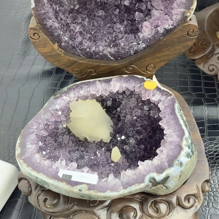 未镶嵌珠宝半成品紫晶紫晶奇石盆