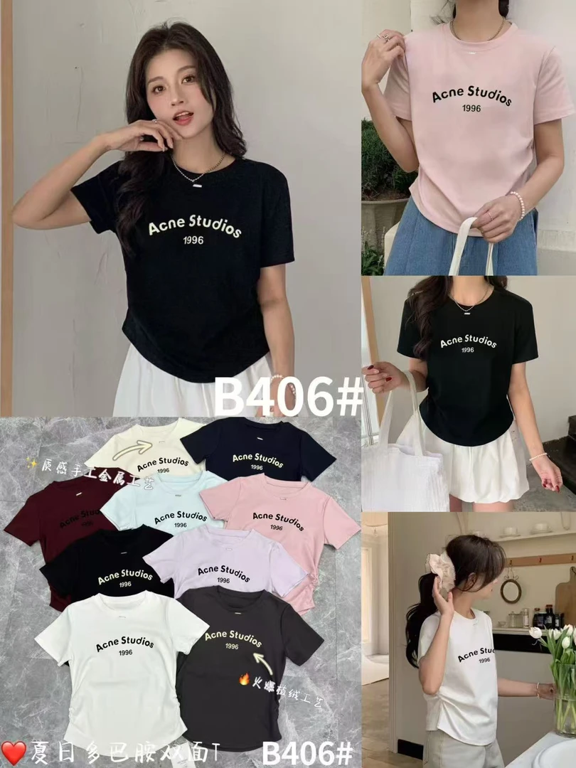 【熙小范】常规宽松型静奢风字母短袖T恤小众打底衫时尚植绒303