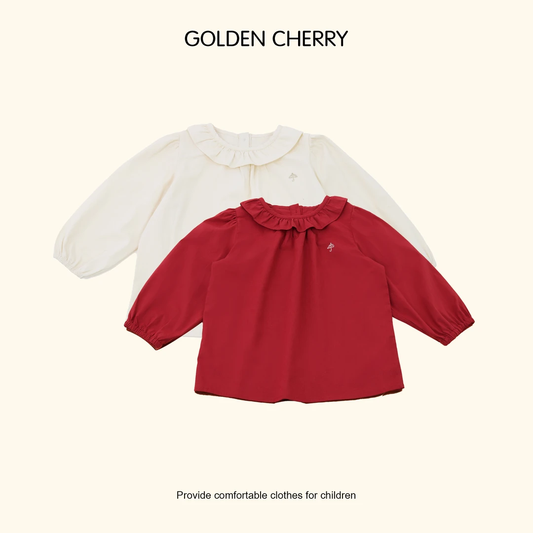 【Golden cherry】儿童波浪领小伞刺绣时尚上衣283010