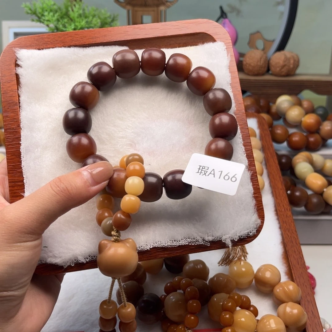菩提根/象牙果手串(****)15mm桶珠手持一串瑕A166