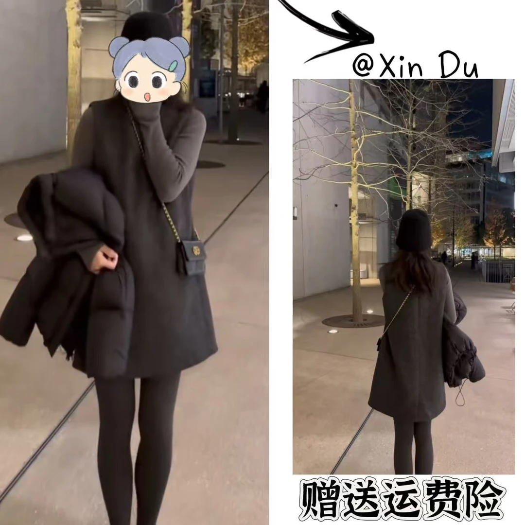 2025秋冬季新款时尚显瘦气质女士网红洋气两件套百搭款D25278