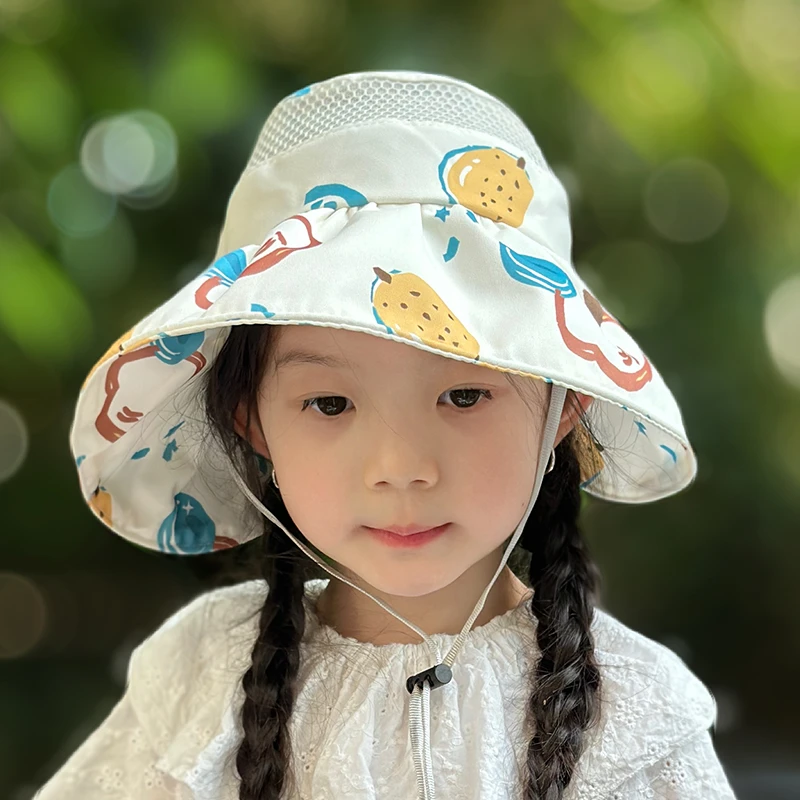 儿童防晒帽女童夏季大帽檐女孩户外遮阳帽洋气空顶太阳帽轻便海边