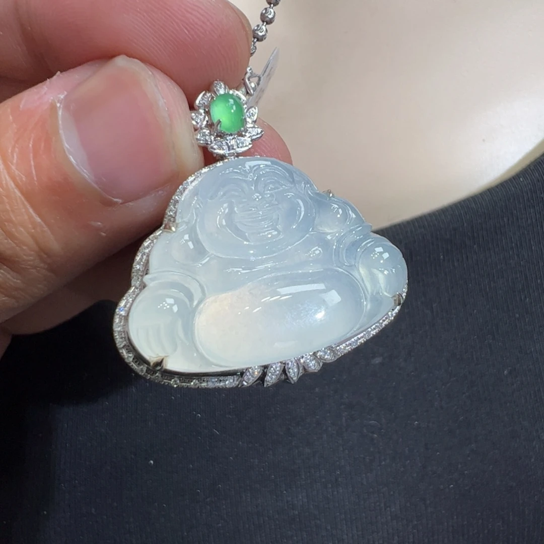 翡翠吊坠(不含链)18K金镶嵌