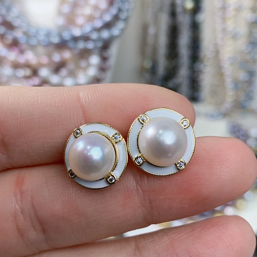 淡水珍珠耳饰银S925镶嵌