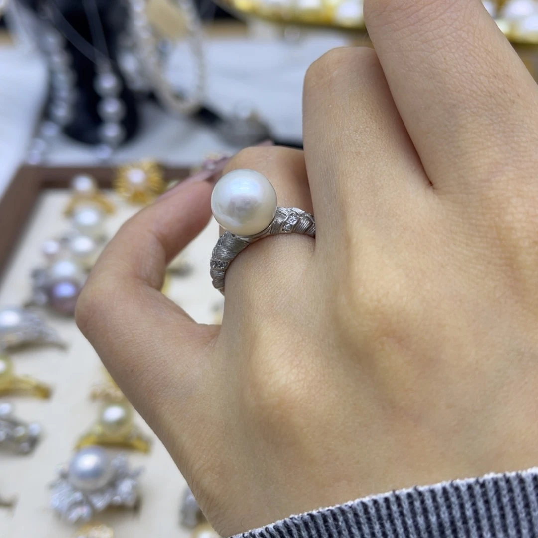 戒指淡水珍珠银S925镶嵌