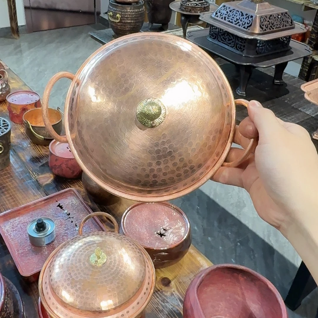 紫铜手工18双耳锅