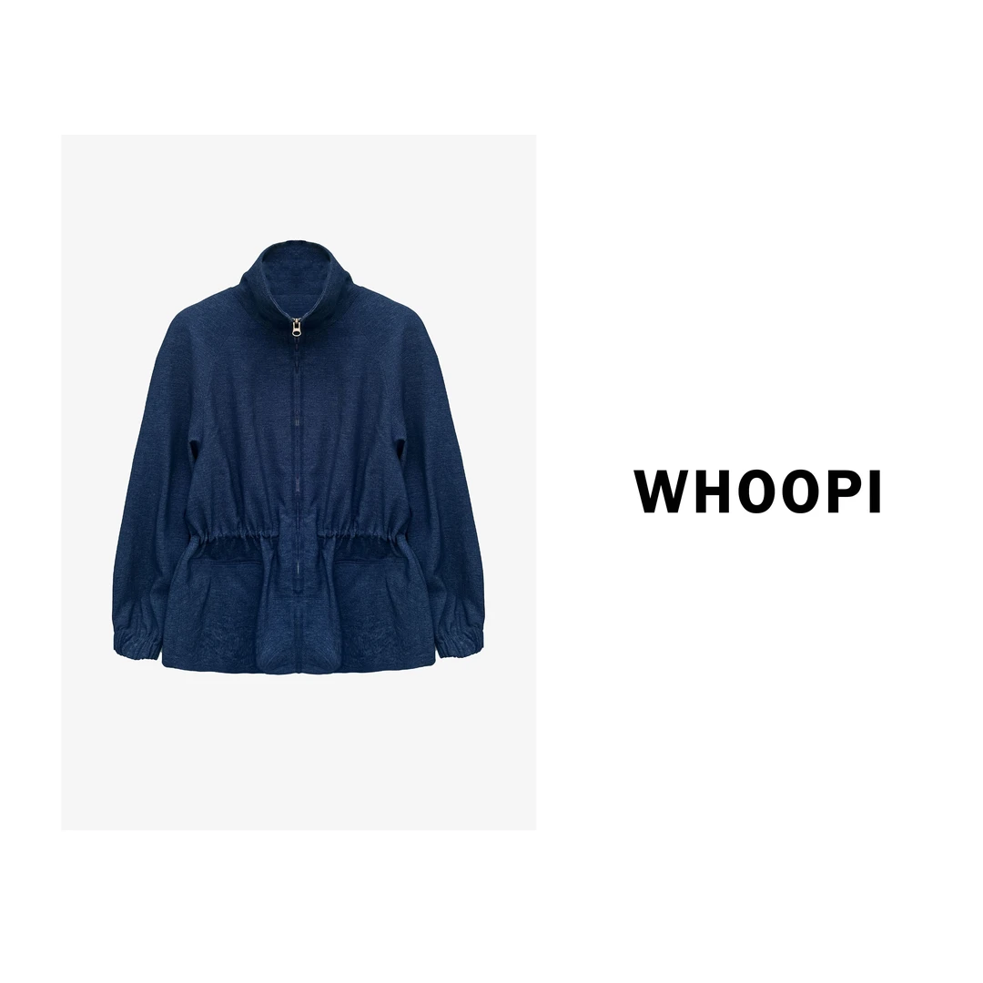 【Whoopi】【梵光丹宁】设计感复古时髦抽褶收腰廓型仿牛仔外套