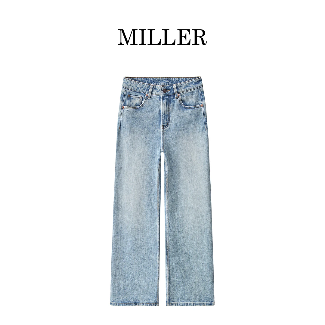 MILLER [枫丹] 设计师百搭水洗窄版阔腿裤牛仔裤-K6769