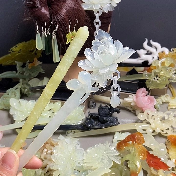 柏***贝岫玉未镶嵌发簪发簪