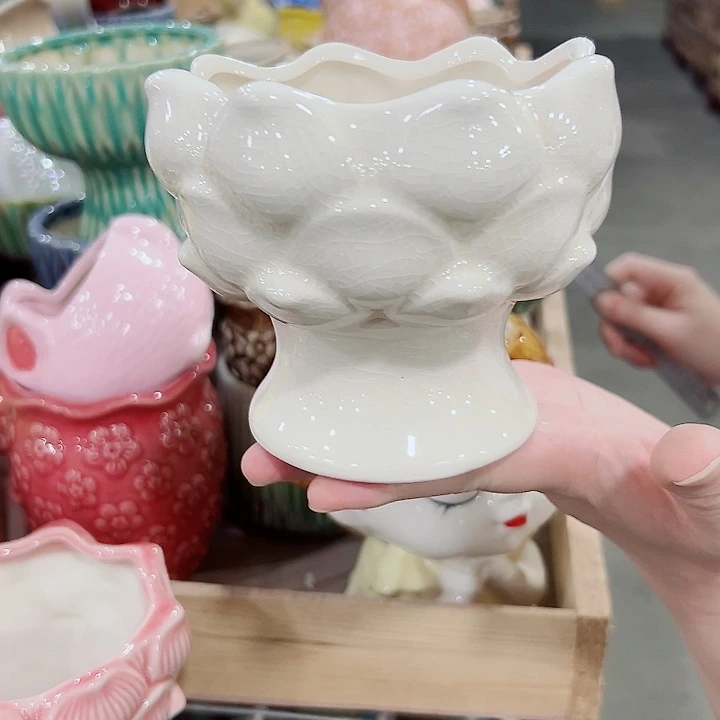 有孔.凑满10元发货多肉陶瓷花盆！