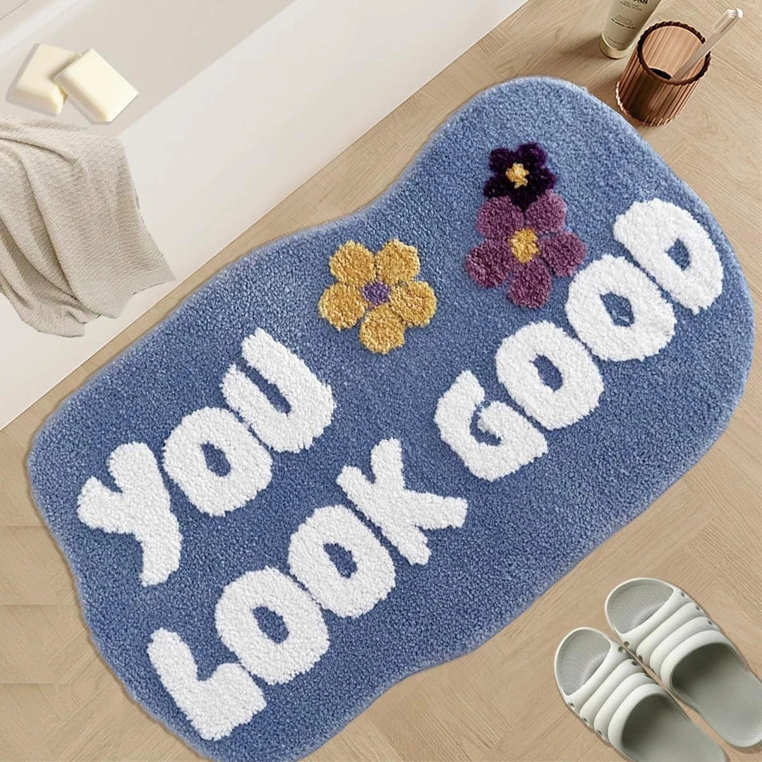 卡通仿羊绒地垫平替植绒地垫浴室浴缸地垫厨房玄关入户门地垫