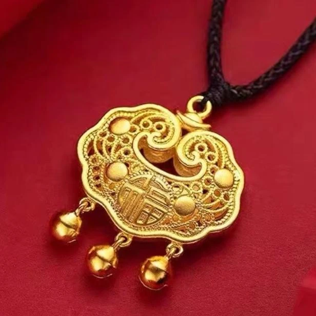 吊坠足银布艺 亮面铃铛锁