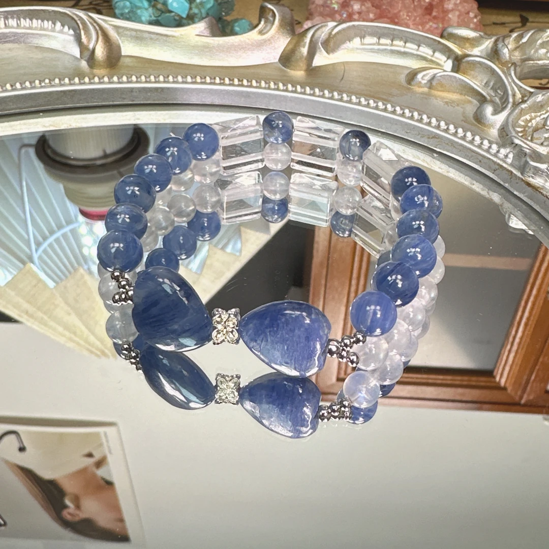 《在逃公主》蓝晶石搭配蓝月光手串1148 颜色微差 多样性发一
