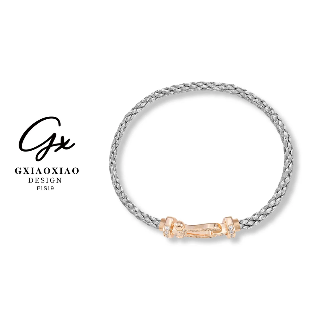 铜合金合成锆石手链 GXX 轻奢高级感U形编织绳手链 F1S19