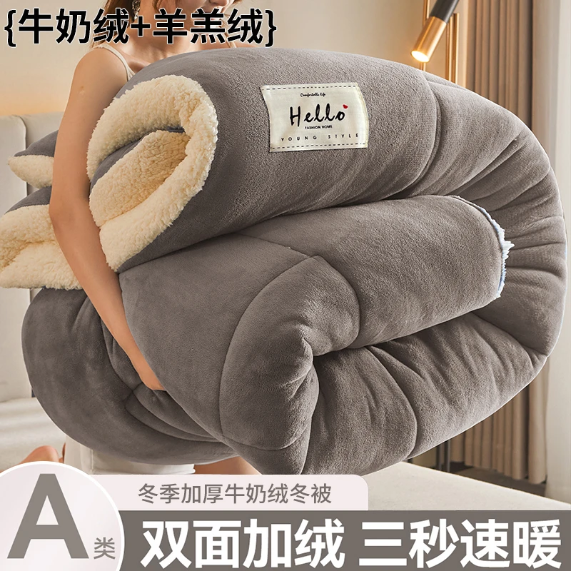 牛奶绒羊羔绒被子冬被2025新款加绒被芯棉被冬季加厚保暖毛绒被褥
