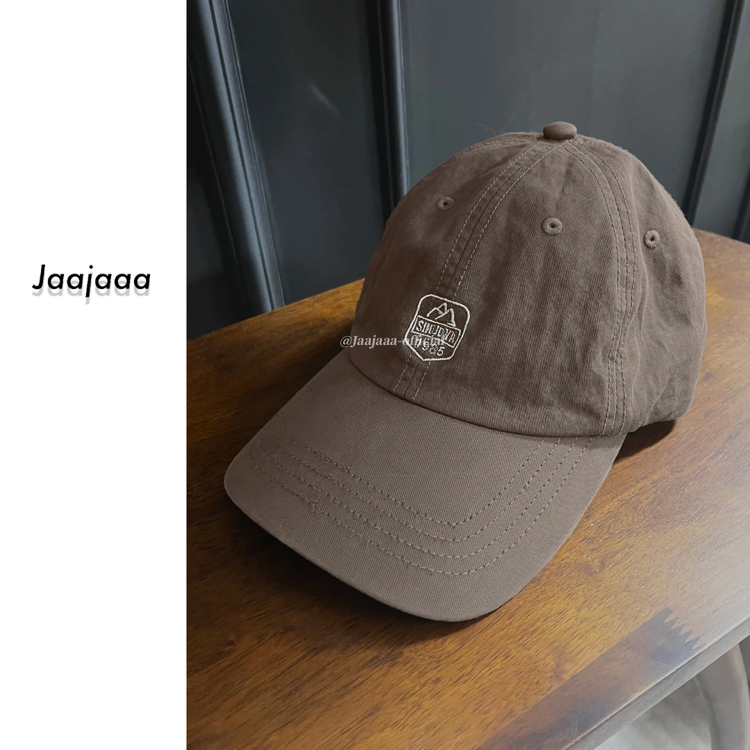 Jaajaaa刺绣弯檐圆顶帽子大檐极简风春秋棒球帽春秋