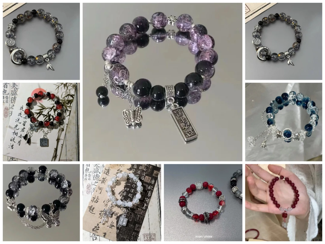 【许愿+对对碰】合金琉璃手链 琉璃陶瓷双圈diy手链手工小众