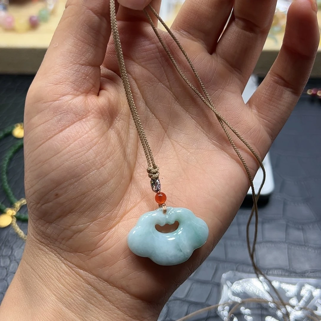 烟晶手链银S925镶嵌翡翠如意