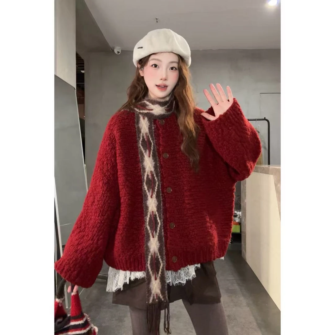 VGVL小卓毛衣秋冬加厚慵懒风复古高织高密极简风毛衣开衫50292