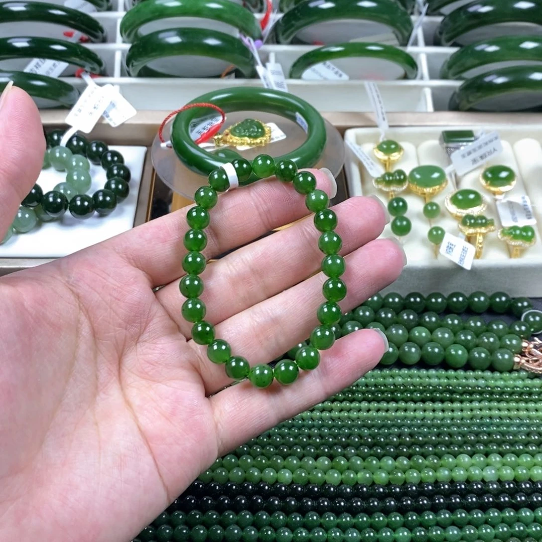 和田玉（碧玉）手串未镶嵌卡8