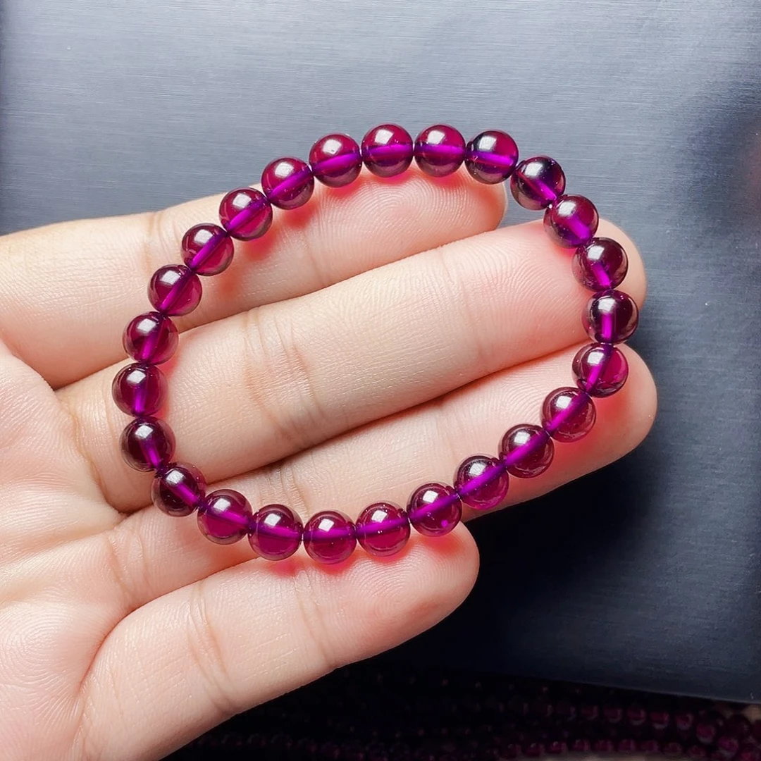 石榴石手链未镶嵌7.0MM毕业级紫牙乌单圈天花板