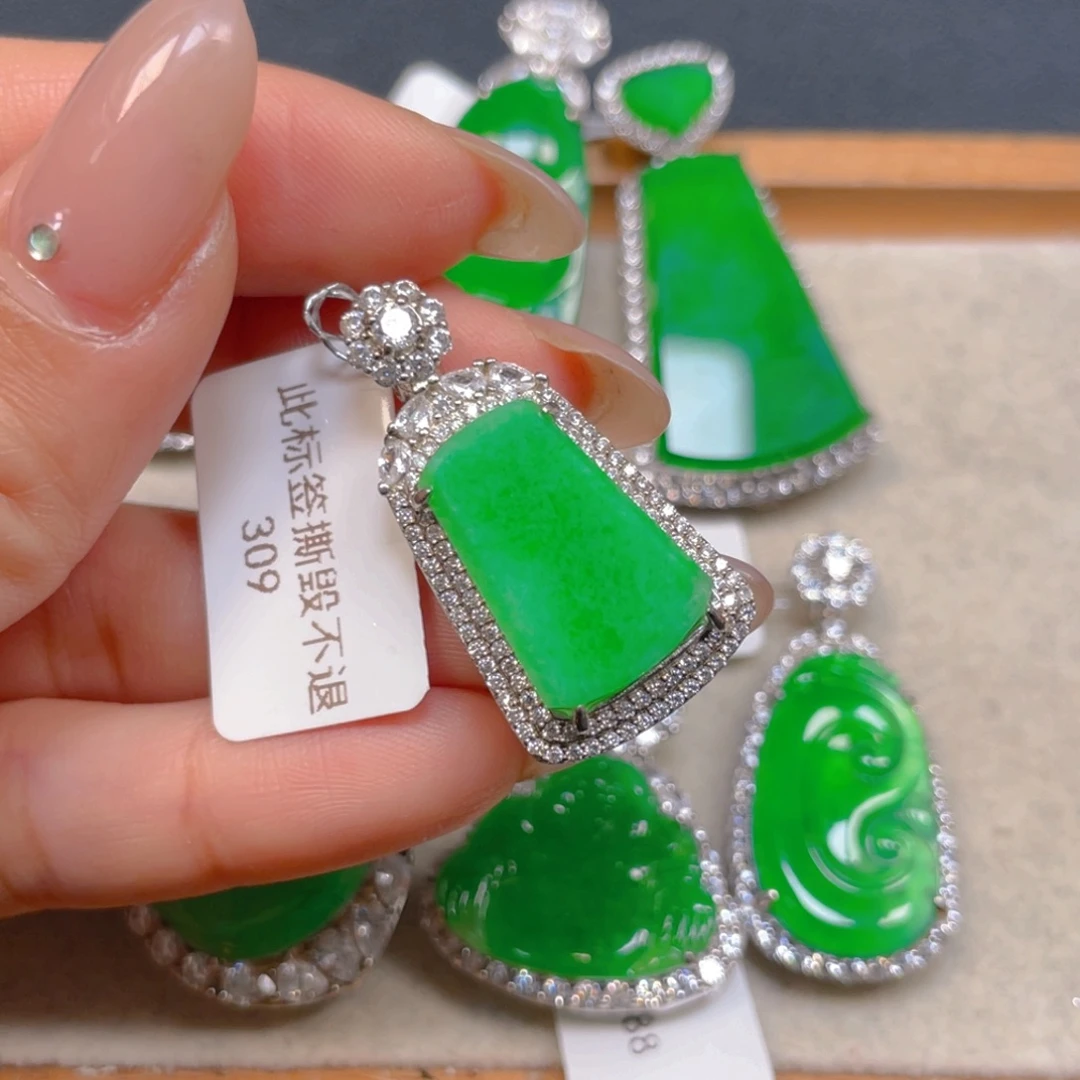 翡翠银S925镶嵌挂件