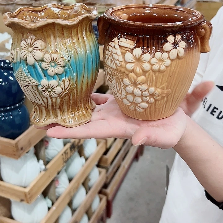 有孔.凑满10元发货多肉陶瓷花盆！