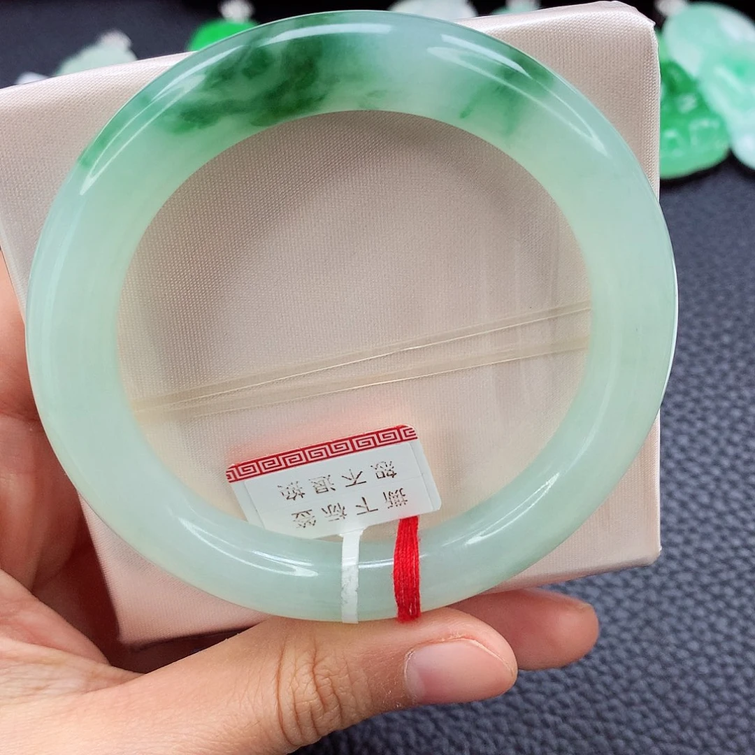 未镶嵌手镯翡翠56 芙蓉底飘花