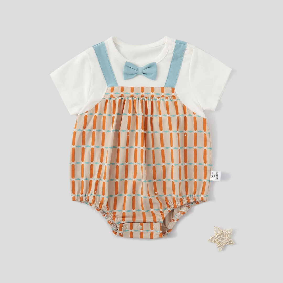 夏季宝宝夏装衣服薄款爬服短袖纯棉包屁衣两件哈衣可爱婴儿连体衣
