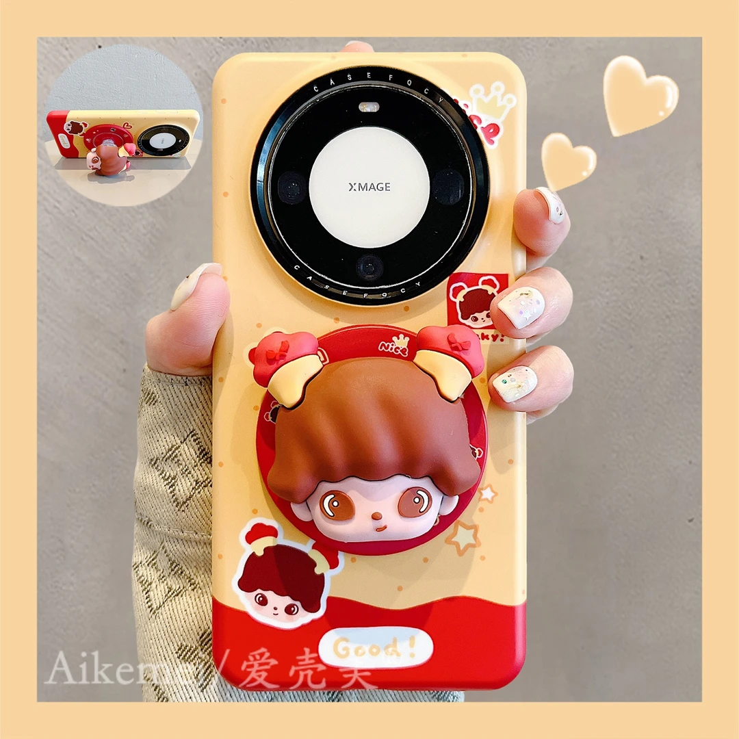 适用华为mate70pro+手机壳菲林撞色mate60pro+小怪兽迪莫磁吸支架