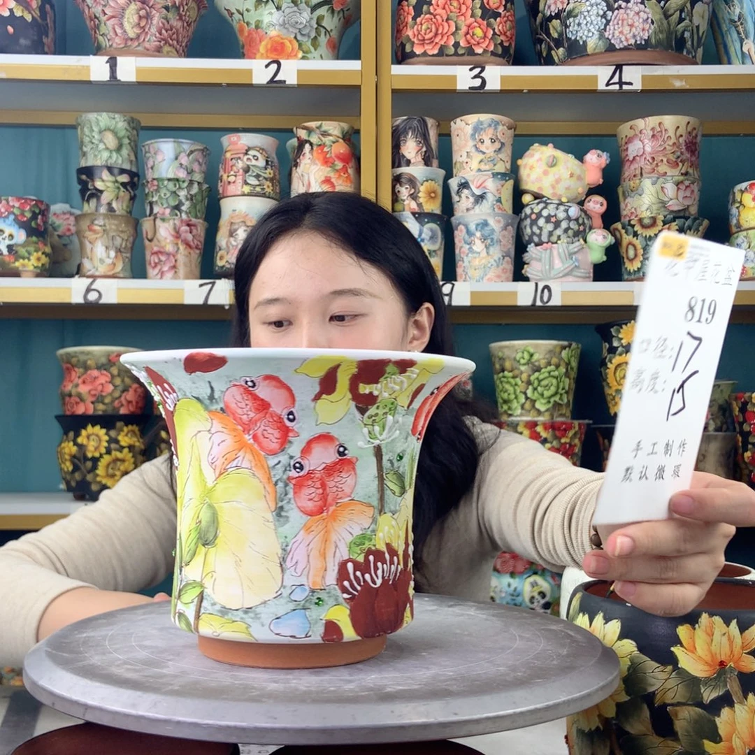 陶景德镇手工花盆819