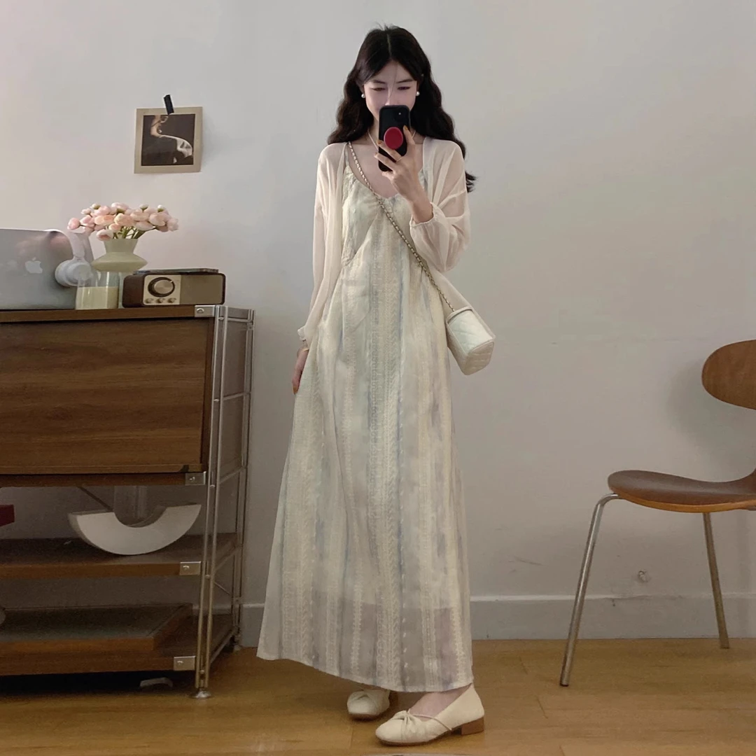 4831吊带连衣裙子女绝美巨好看套装夏季2025新款爆款海边度假长裙