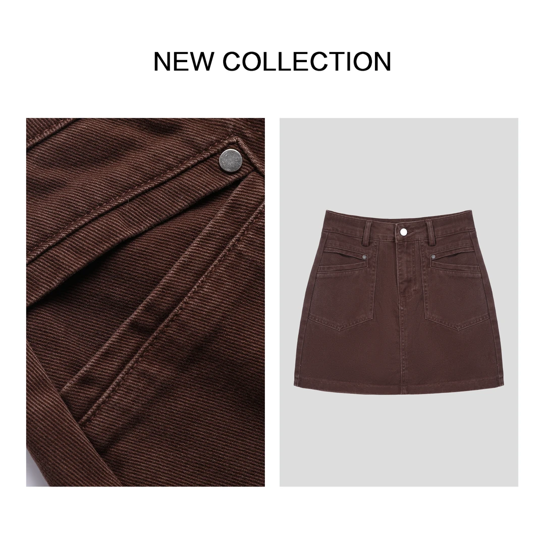 【芳芳专属】Q5F36015B 春季新品 咖色短裙 简约大方
