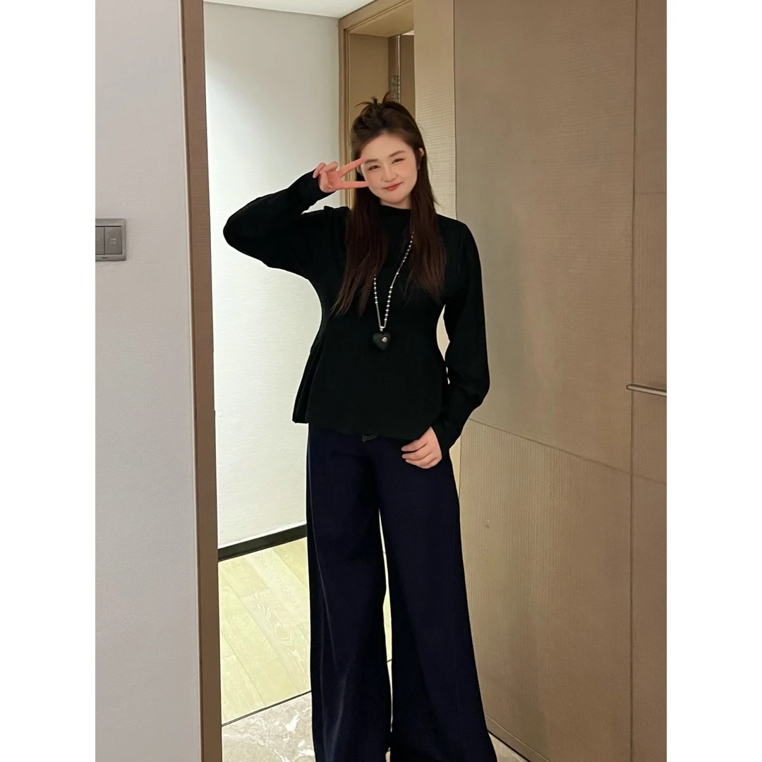 楠序魏魏微胖女装2025春装新品时尚显瘦长袖大码针织衫女YZ35005
