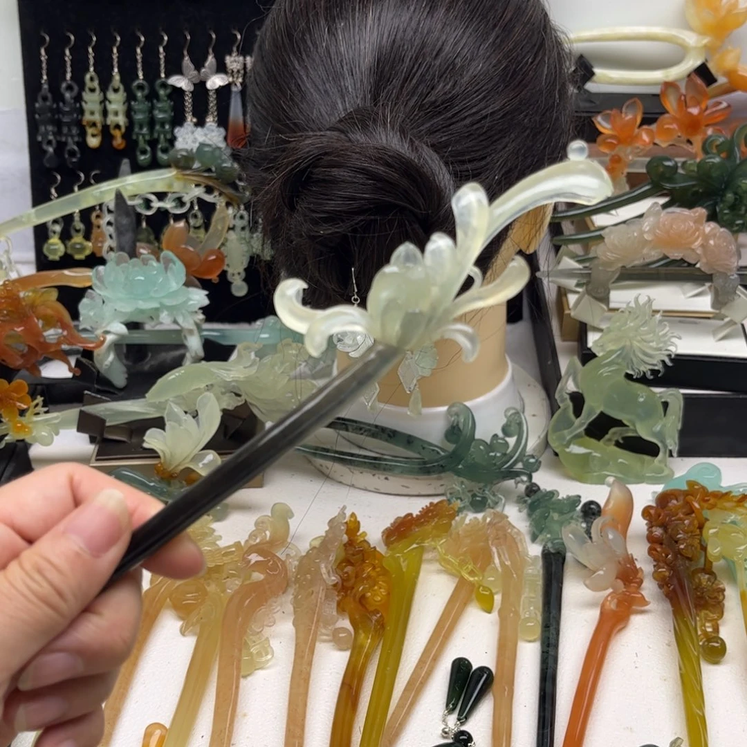 蛇纹石玉合金发簪