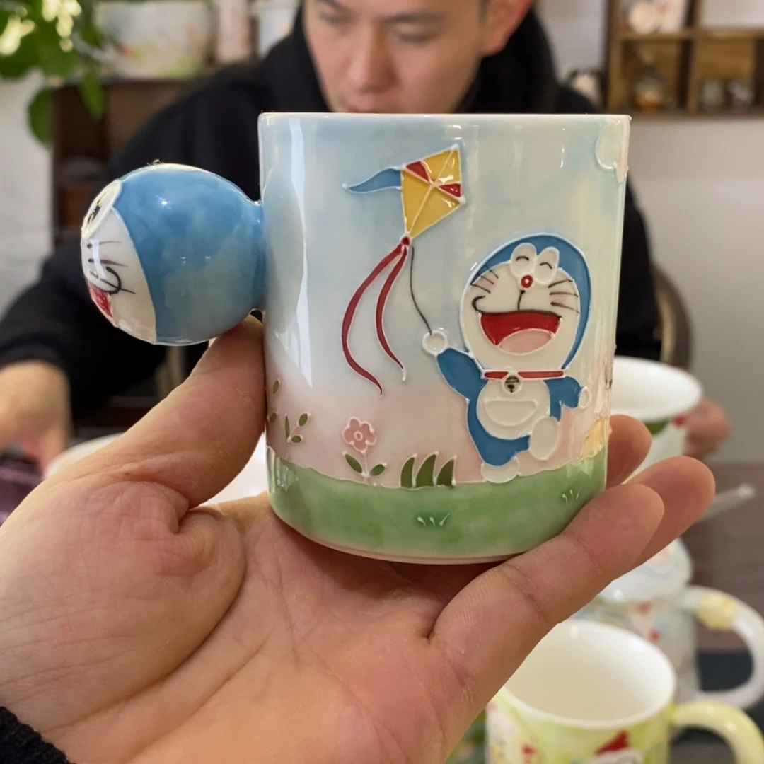 咖***迪瓷片大号，加口沿内绘景德镇釉下彩手绘