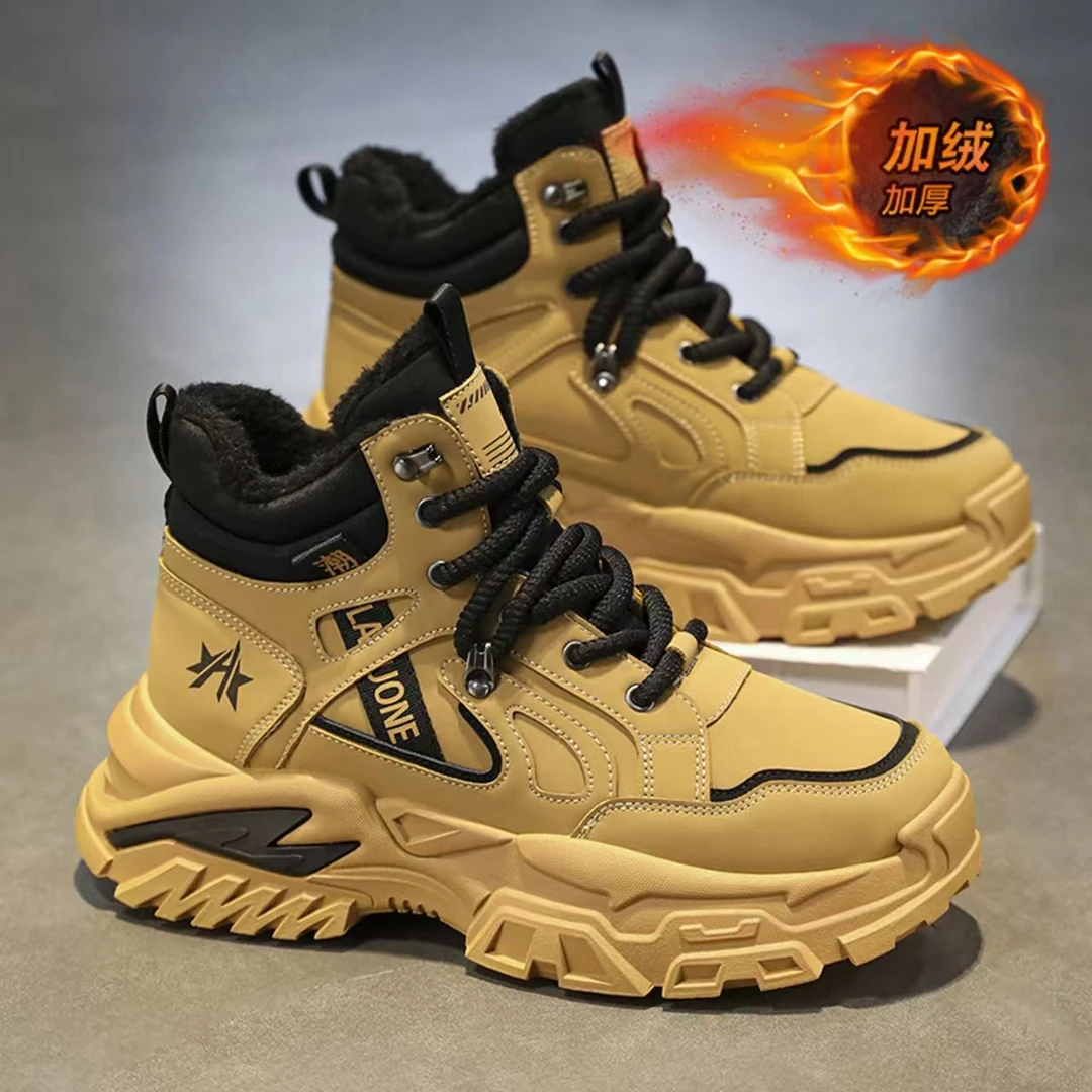 高帮男鞋冬季2025新款加绒保暖加厚棉鞋运动老爹鞋东北户外雪地靴