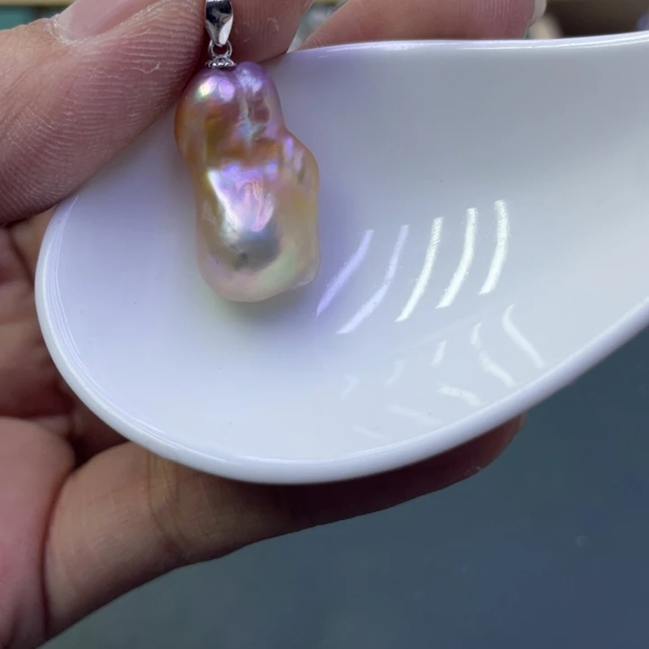 淡水珍珠吊坠(不含链)银S925镶嵌