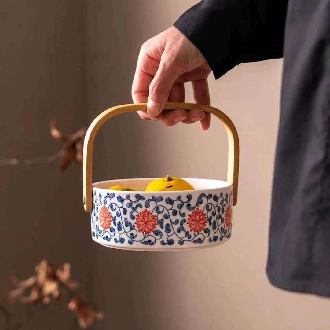 复古陶瓷水果家用手提篮DF1408壹