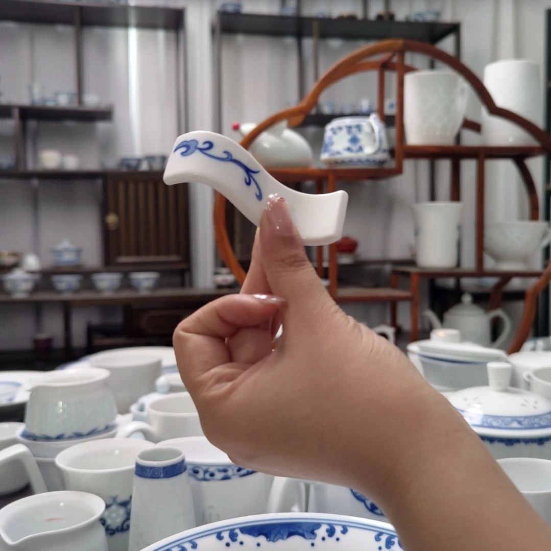 瓷青花波浪形筷子架10只装