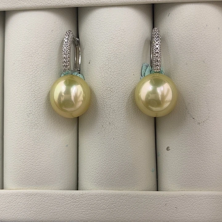 定制海水珍珠未镶嵌裸珠274金绿光金珠10.-11mm