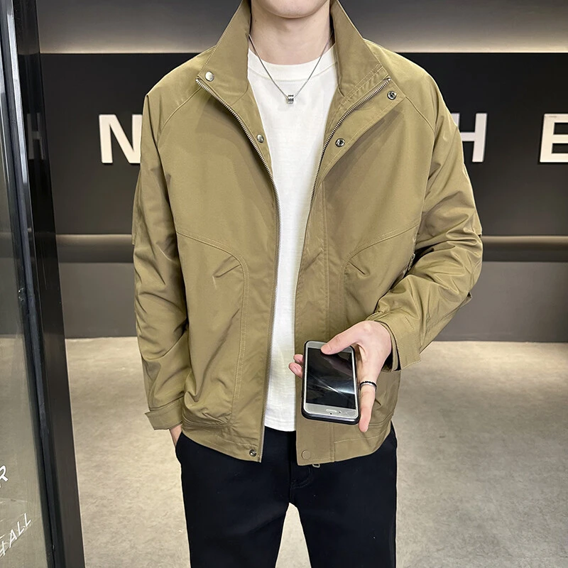 潮牌痞帅立领夹克男春季休闲百搭男装外套2025新款高级感春装上衣