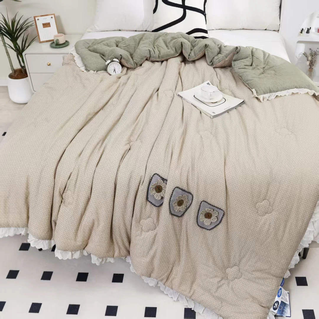 【疏影】 200*230cm双人被冬被多功能双层纱绗缝精梳