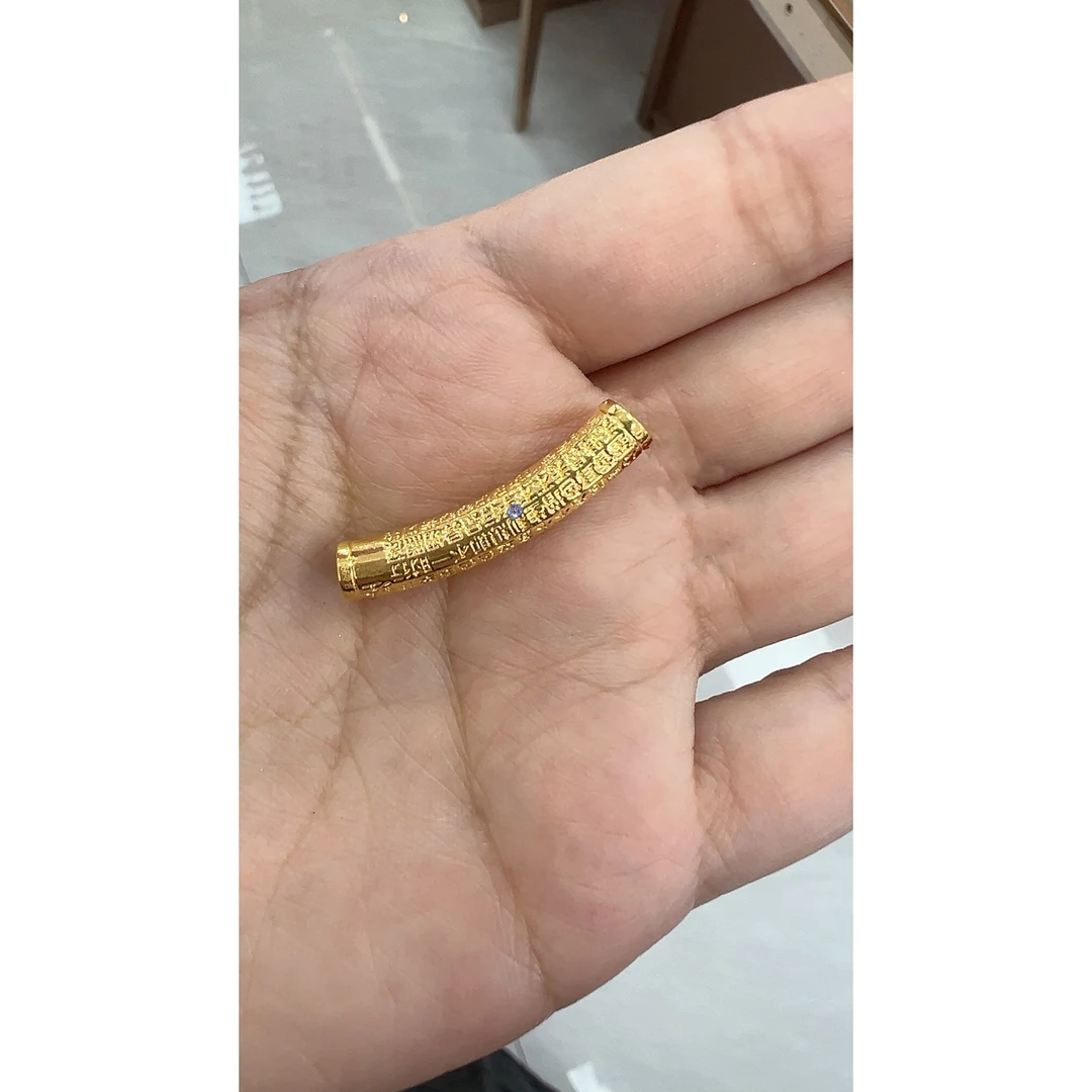 【鑫鑫甄选】足金心经弯管路路通莫桑吊坠 赠链