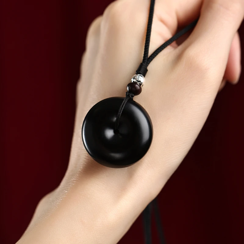 保真和田玉墨玉平安扣吊坠项链情侣一对玉佩男女挂件玉石玉器玉坠