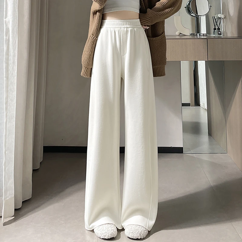 小弯刀糯米裤阔腿休闲裤女2025秋季女装显瘦慵懒拖地裤女L3511