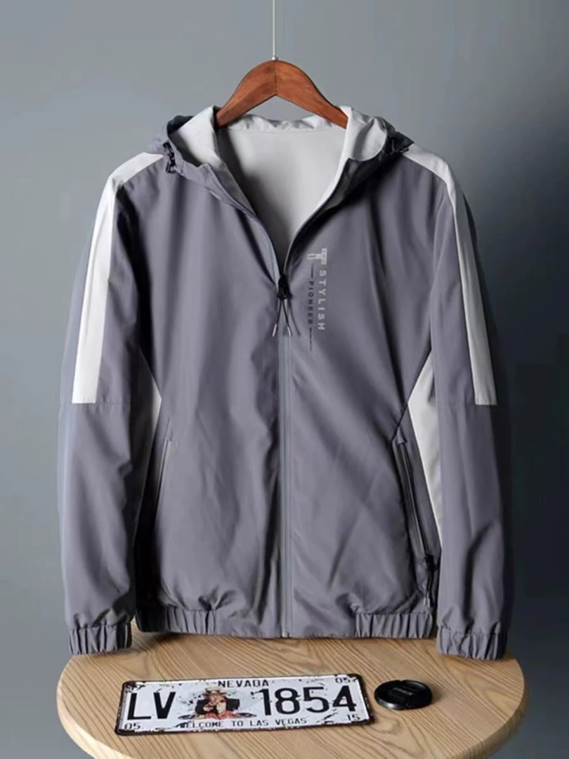 印花时尚高密防风休闲夹克秋季防风男士休闲春季两面穿